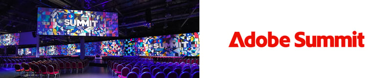 Adobe Summit logo and main stage photo